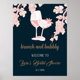 Affiche Champagne Perle Noire Rétro Mariage Accueil