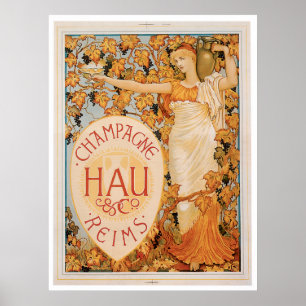 Affiche Champagne Reims Vin Vintage Boisson Ad Art