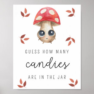 Affiche Champignon - Combien de bonbons jeu de baby shower