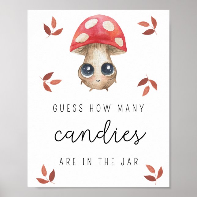 Affiche Champignon - Combien de bonbons jeu de baby shower (Devant)