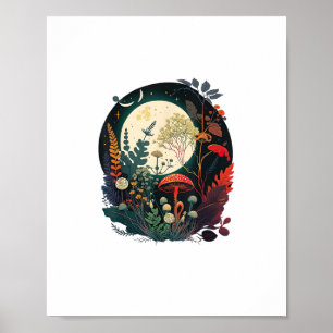 Affiche Champignon drôle d'Aesthetic Goblincore et Cottage
