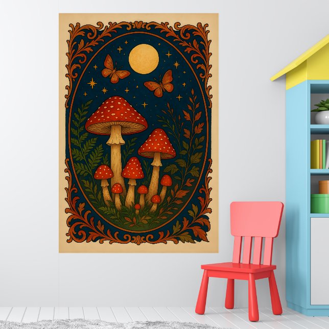 Affiche Champignon Enchanté, Forêt Féérique au Clair de Lu (Pépinière 1)