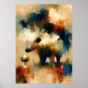 Affiche Champignon Harinezumi Bébé Hérisson Mignon Art Kaw