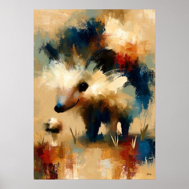 Affiche Champignon Harinezumi Bébé Hérisson Mignon Art Kaw (Devant)