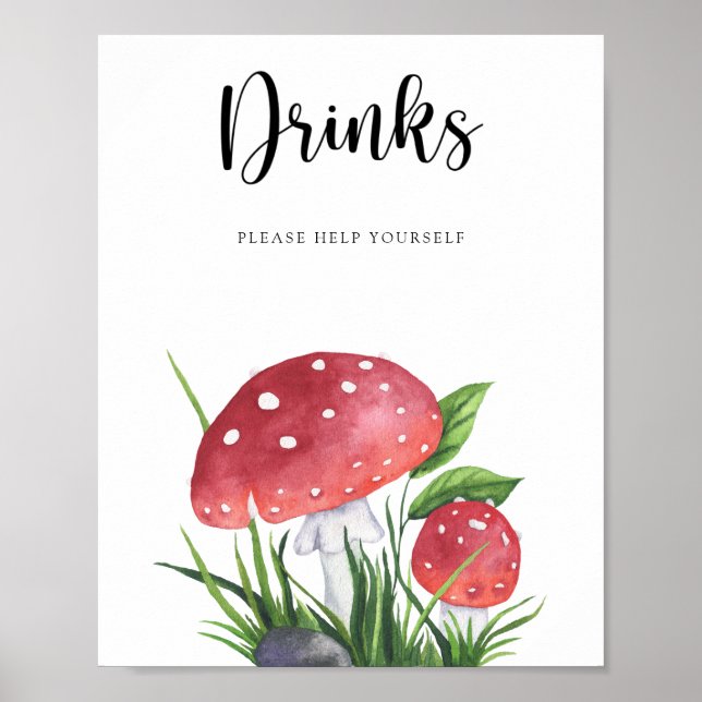 Affiche Champignons - Boissons à servir soi-même (Devant)
