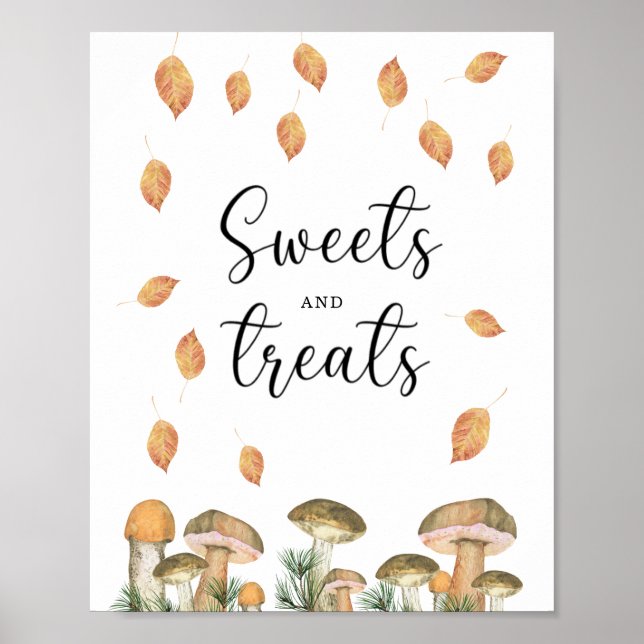 Affiche Champignons - bonbons et friandises baby shower (Devant)