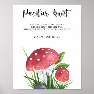 Affiche Champignons - chasse à la pacifier jeu de baby sho
