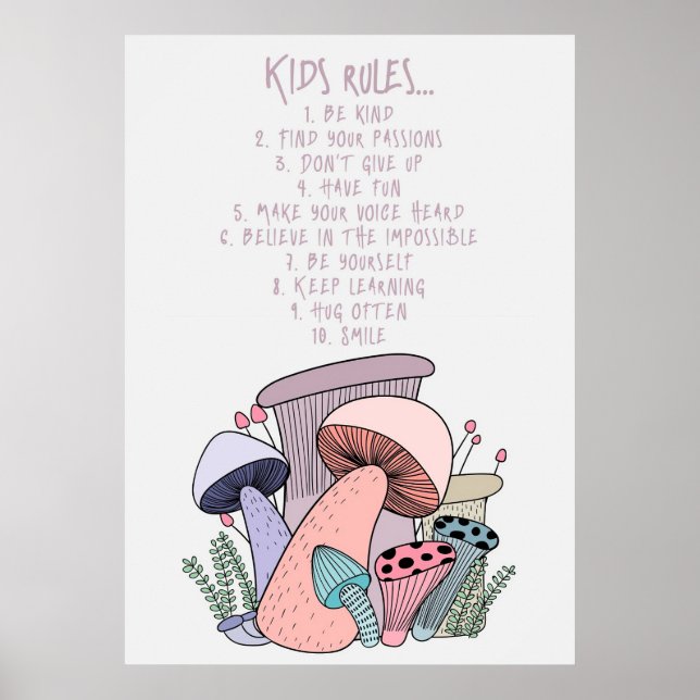 Affiche Champignons Chasseur Champignons Et Règles Pour En (Devant)