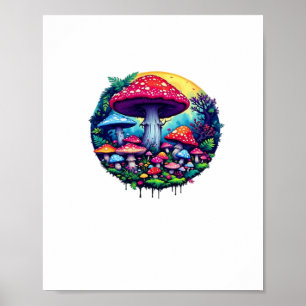 Affiche Champignons Colorés Classiques Goblincore