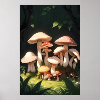 Affiche Champignons dans la forêt