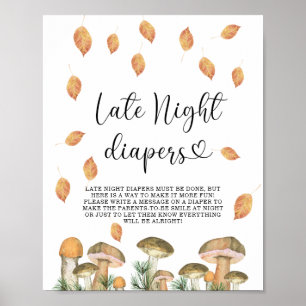 Affiche Champignons de forêt - Jeu de couches de nuit tard