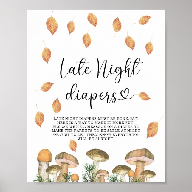 Affiche Champignons de forêt - Jeu de couches de nuit tard (Devant)