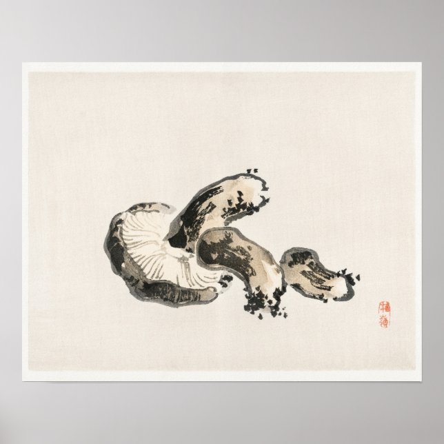 Affiche Champignons de Shitake par Kōno Bairei (1844-1895) (Devant)