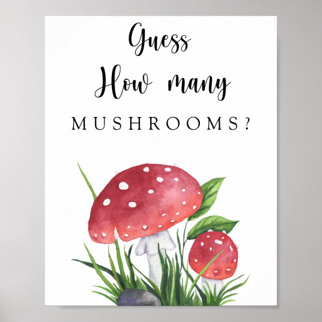 Affiche Champignons - devinez combien de MUSHROOMS (Devant)
