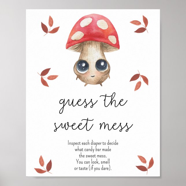 Affiche Champignons - devinez le doux baby shower de la pa (Devant)