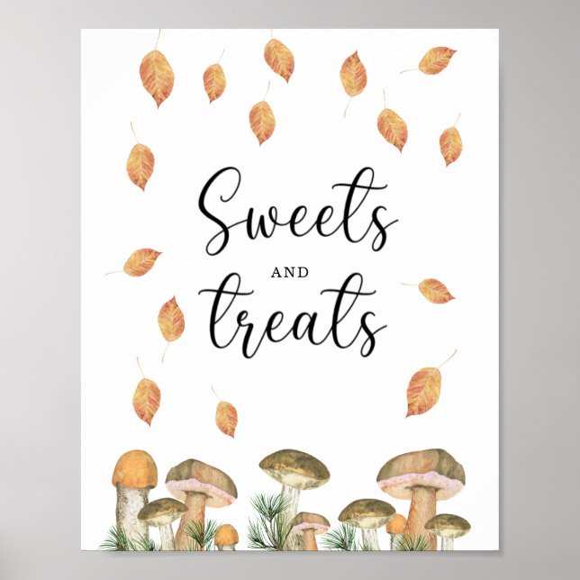 Affiche Champignons - douces et délicieuses baby shower (Devant)