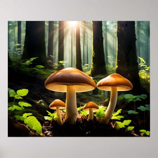 Affiche Champignons en pleine forêt (Devant)