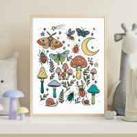 Champignons et bugs Salle de nuit Forêt pour enfan