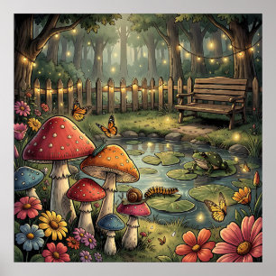 Affiche Champignons et Fleurs Rétro Vibes Vintage