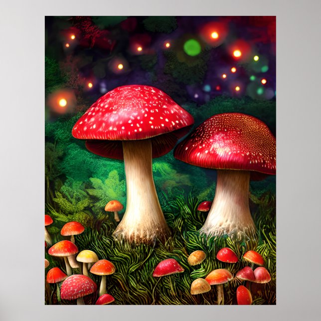 Affiche Champignons Imaginaire de la forêt enchantée (Devant)