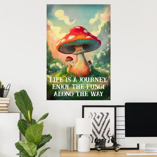 Affiche Champignons lunaires avec paysage onirique (Bureau à domicile)