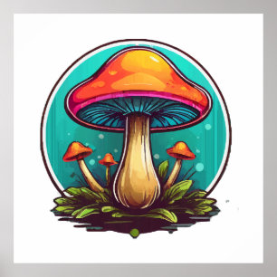 Affiche Champignons Magiques Colorés
