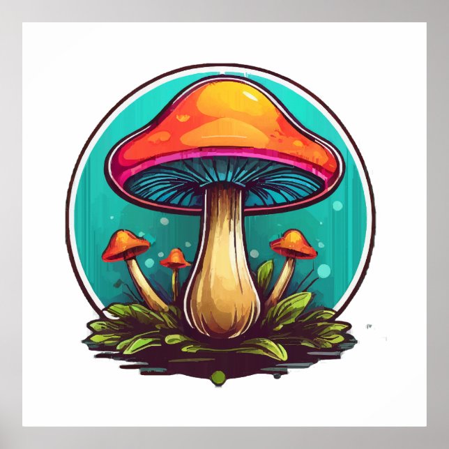 Affiche Champignons Magiques Colorés (Devant)