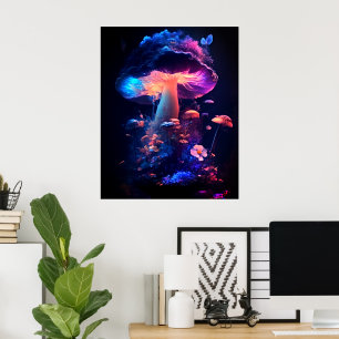 Affiche Champignons Magiques Luminescents