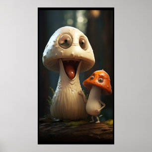 Affiche Champignons mignons