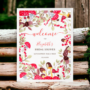 Affiche Champignons mignons forêt rustique baby shower acc