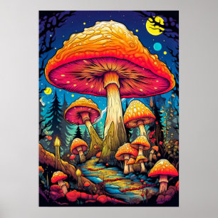 Affiche Champignons psychédéliques après minuit