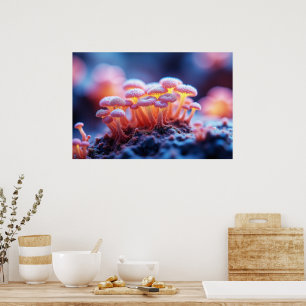 Affiche Champignons roses Dreamy - Macro nature douce