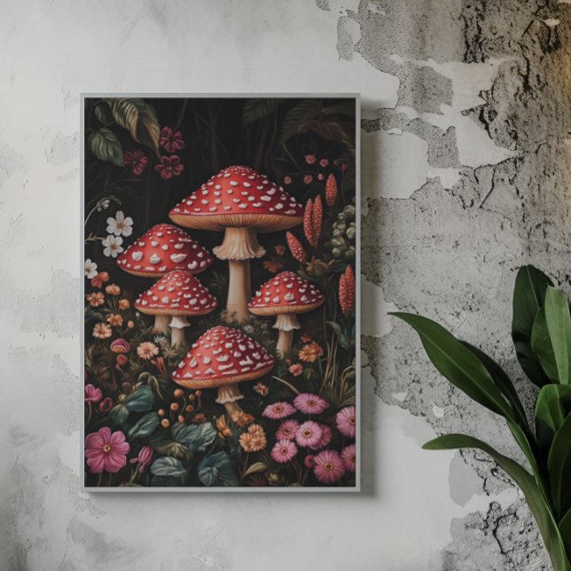 Affiche Champignons rouges dans une forêt d'Imaginaires (Créateur téléchargé)