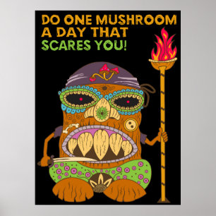 Affiche Champignons Tiki Chef avec citation amusante, noir