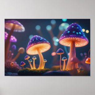 Affiche Champignons violets de nuit