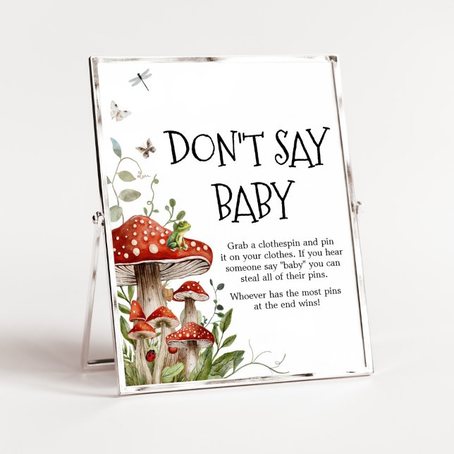 Affiche Champignons Whimsical Champignons Automne Ne pas d (Whimsical Mushroom Baby Shower Don't Say Baby Sign)