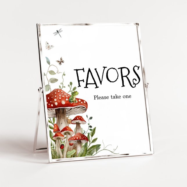 Affiche Champignons Whimsical Champignons Baby shower d'au (Whimsical Mushroom Baby Shower Favors Sign)