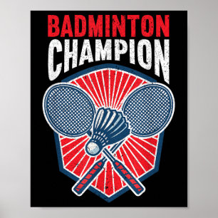 Affiche Champion de Badminton Drôle de Badminton 