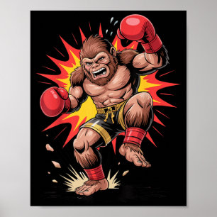 Affiche Champion de boxe Gorilla Rétro Arcade Combatant Si