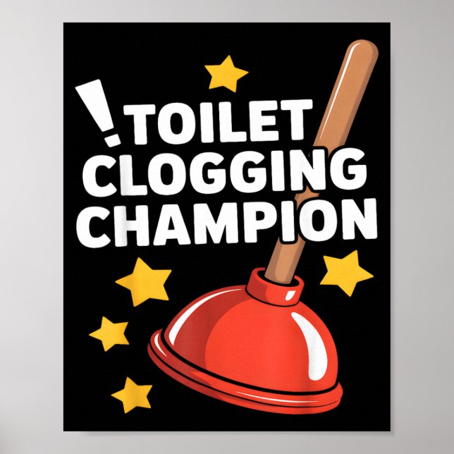 Affiche Champion de l'Engorgement des Toilettes Humour de  (Devant)