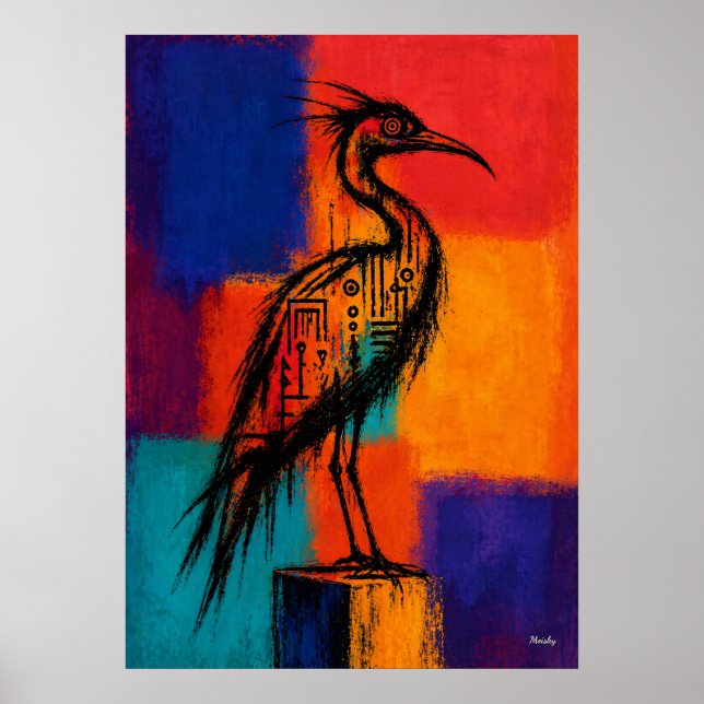 Affiche Champs de couleur de l'oiseau de rivage expression (Devant)