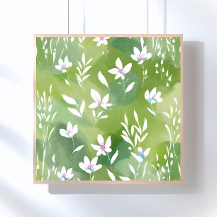 Affiche Champs de fleurs blanches Élégante florale de pr