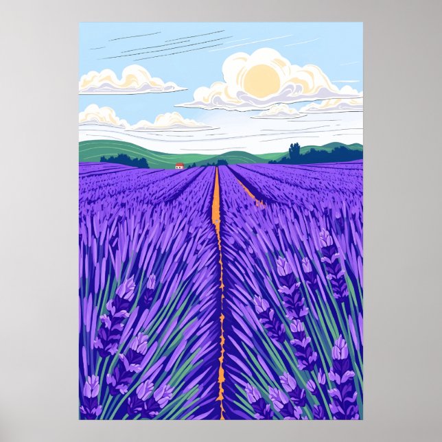 Affiche Champs de Lavande (Devant)
