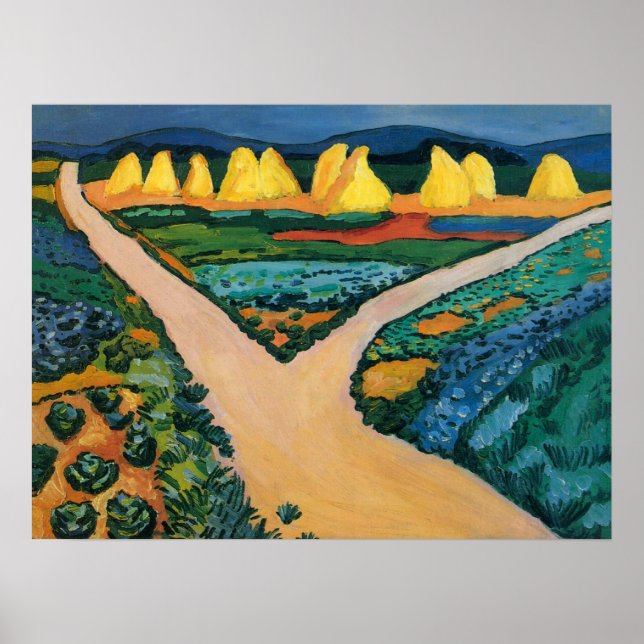 Affiche Champs de légumes par August Macke, Beaux-arts vin (Devant)