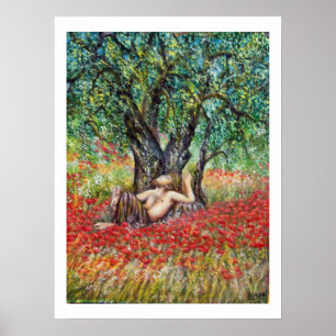 AFFICHE CHAMPS DE PAN, OLIVIER ET COQUELICOTS