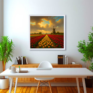 Affiche Champs de tulipes néerlandais