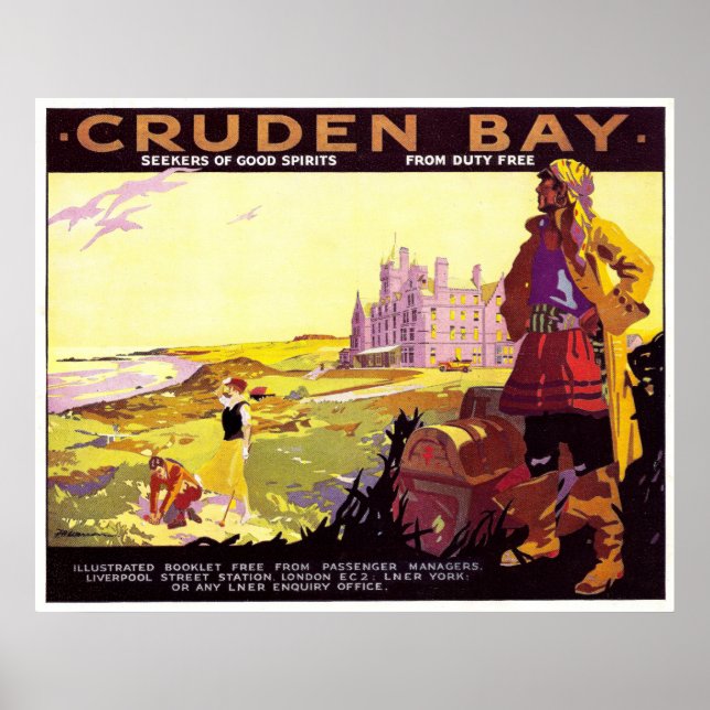 Affiche Champs de village de Cruden Bay, Ecosse, voyage vi (Devant)