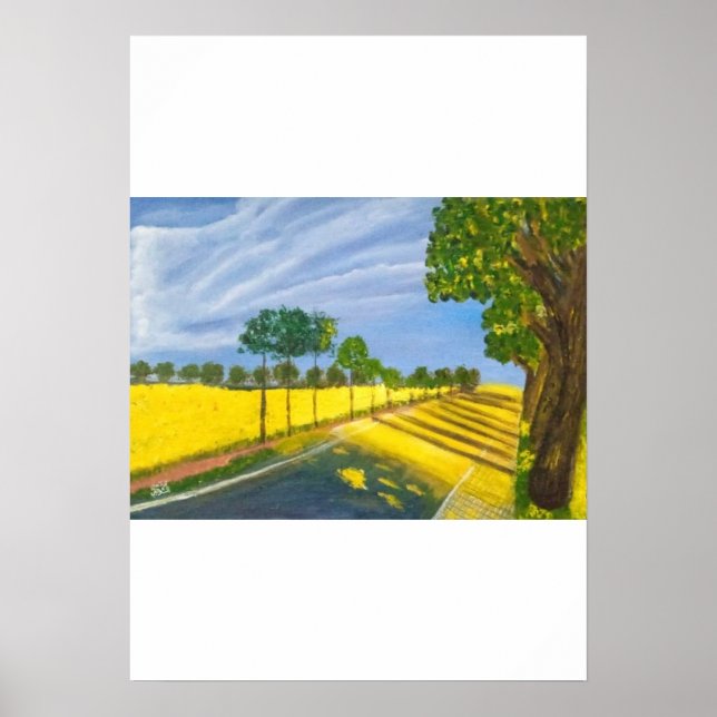 Affiche Champs dorés et chemin (Devant)