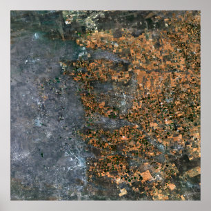 Affiche Champs irrigués centrés en Texas, USA