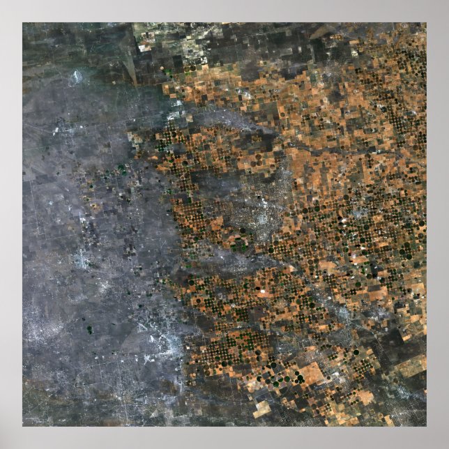 Affiche Champs irrigués centrés en Texas, USA (Devant)